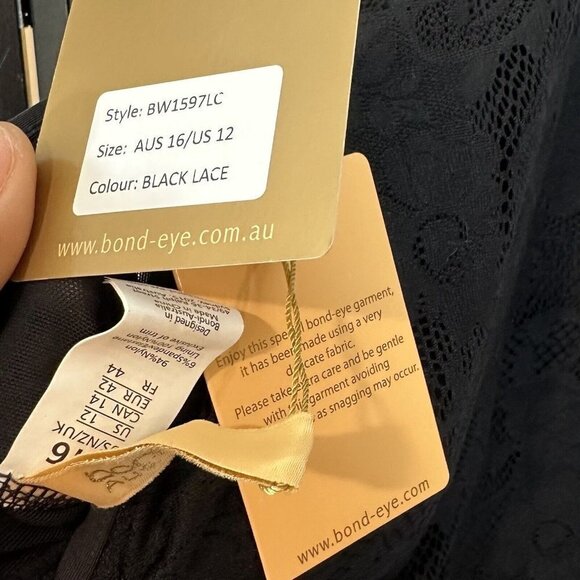 Bond Eye Black Lace One Piece Swimsuit Size US 12 AUS 16 High Neck New - Picture 8 of 8